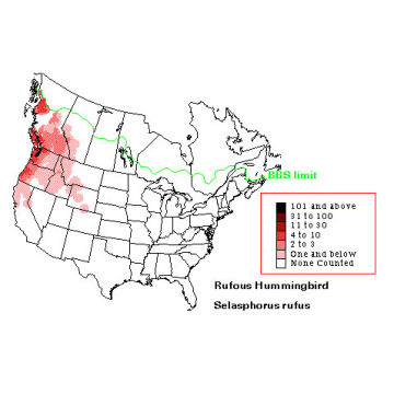 Rufous Hummingbird distribution map