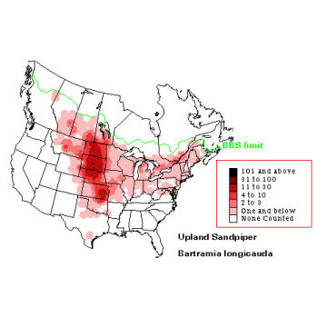 Upland Sandpiper distribution map