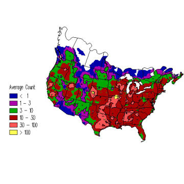 American Goldfinch winter distribution map