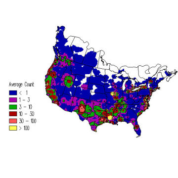 Canvasback winter distribution map