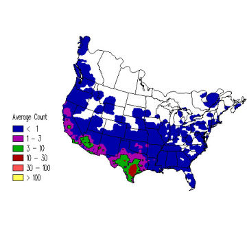 Lincoln's Sparrow winter distribution map