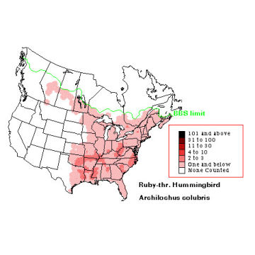 Ruby-throated Hummingbird distribution map