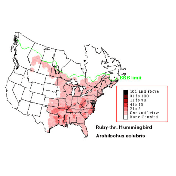 Ruby-throated Hummingbird distribution map