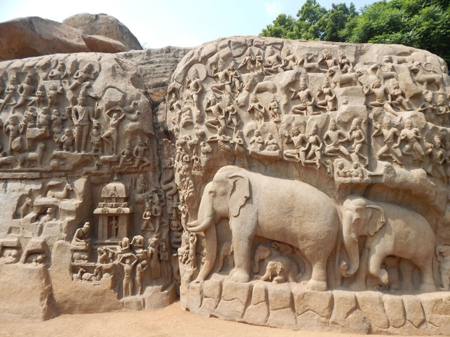 Felsrelief in Mahabalipuram