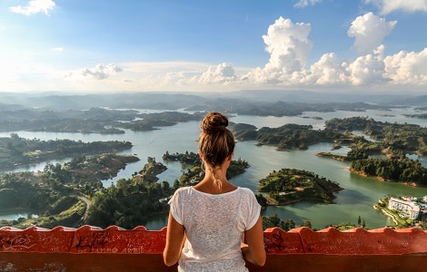Observing the view over Guatape. Colombia