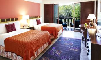 a double bed in a hotel room