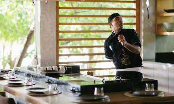 a person sitting at a table