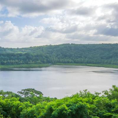 a body of water surrounded by trees