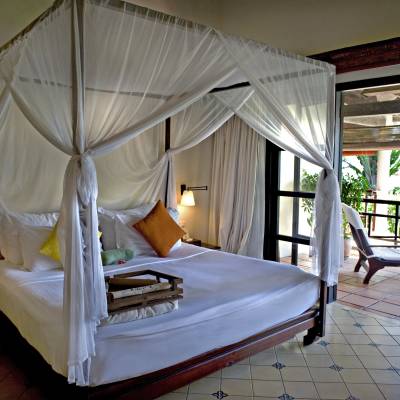 a large bed in a room