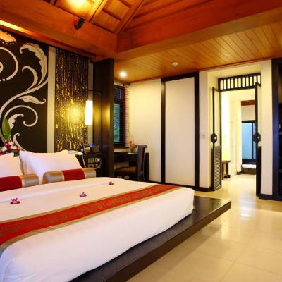 a large bed in a hotel room