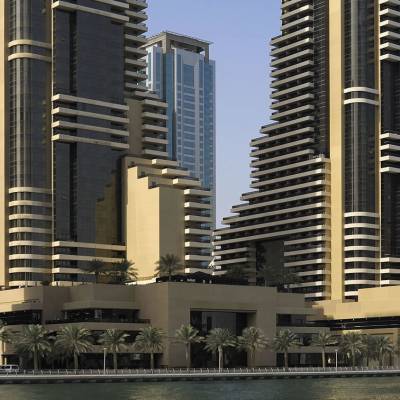a tall building in a city