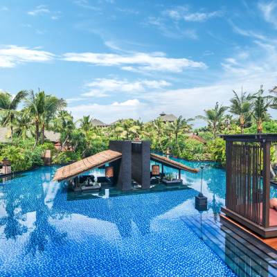 a blue pool of water