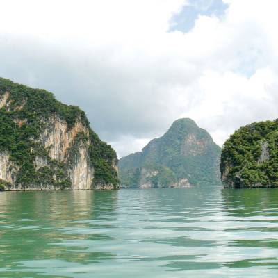 a body of water with Ha Long Bay in the background