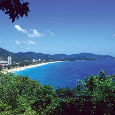 a large body of water surrounded by trees