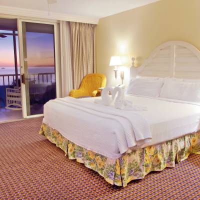 a bedroom with a bed in a hotel room