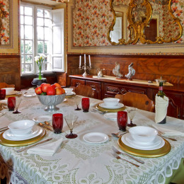 Set table at Hacienda La Alegría Hotel in Cotopaxi, Ecuador/Galapagos