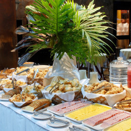 Breakfast buffet at San Martin Foz do Iguacu Hotel in Foz do Iguacu, Brazil