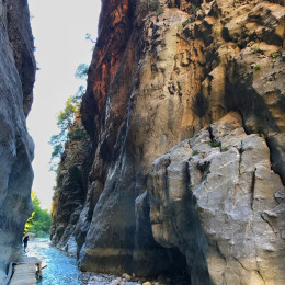 Mountains, river And the bridge in Samaria Gorge, Crete, Greece - Copy