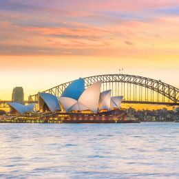 Enchanting Travels Australia Tours Downtown Sydney skyline in Australia at twilight