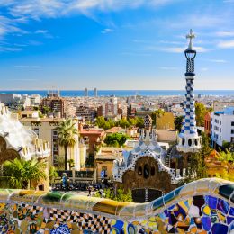 Park Guell in Barcelona, Spain on a sunny day
