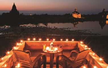 Lake view from Jasmine Villa's Terrace in the night