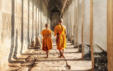 Enchanting Travels Cambodia Tours Two neophytes walking in an Angkor Wat, Siem Reap, Cambodia Vacation