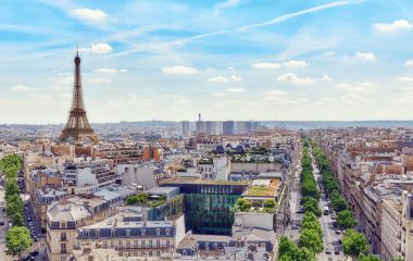 Enchanting Travels France Tours Beautiful panoramic view of Paris from the roof of the Triumphal Arch. View of the Eiffel Tower