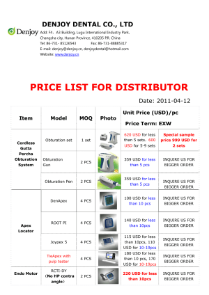 Denjoy price list 2011  dy0412 wtjlu1 - Eugenol