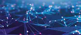 Abstract digital image depicting a network of interconnected nodes and lines against a blue gradient background, representing data flow or communication networks. Bright spots of light highlight the connections, creating a futuristic, tech-inspired visual.