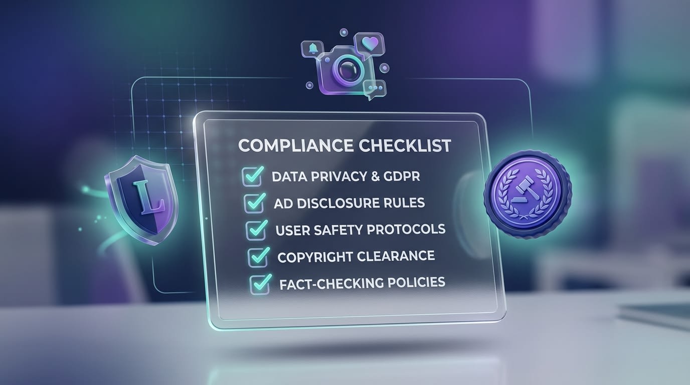 A graphic showing a checklist for FTC and FDA compliance on social media