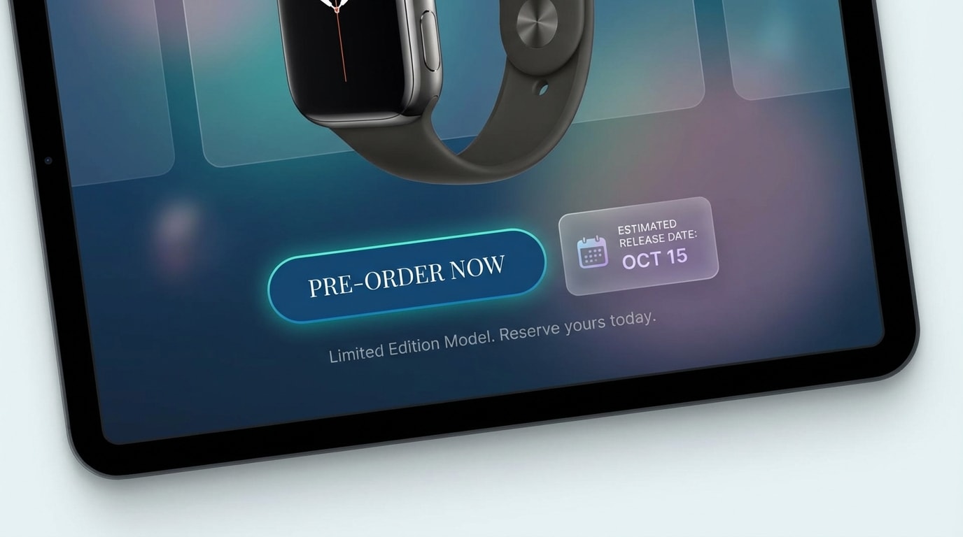 A product page showing a clear estimated release date next to the pre-order button