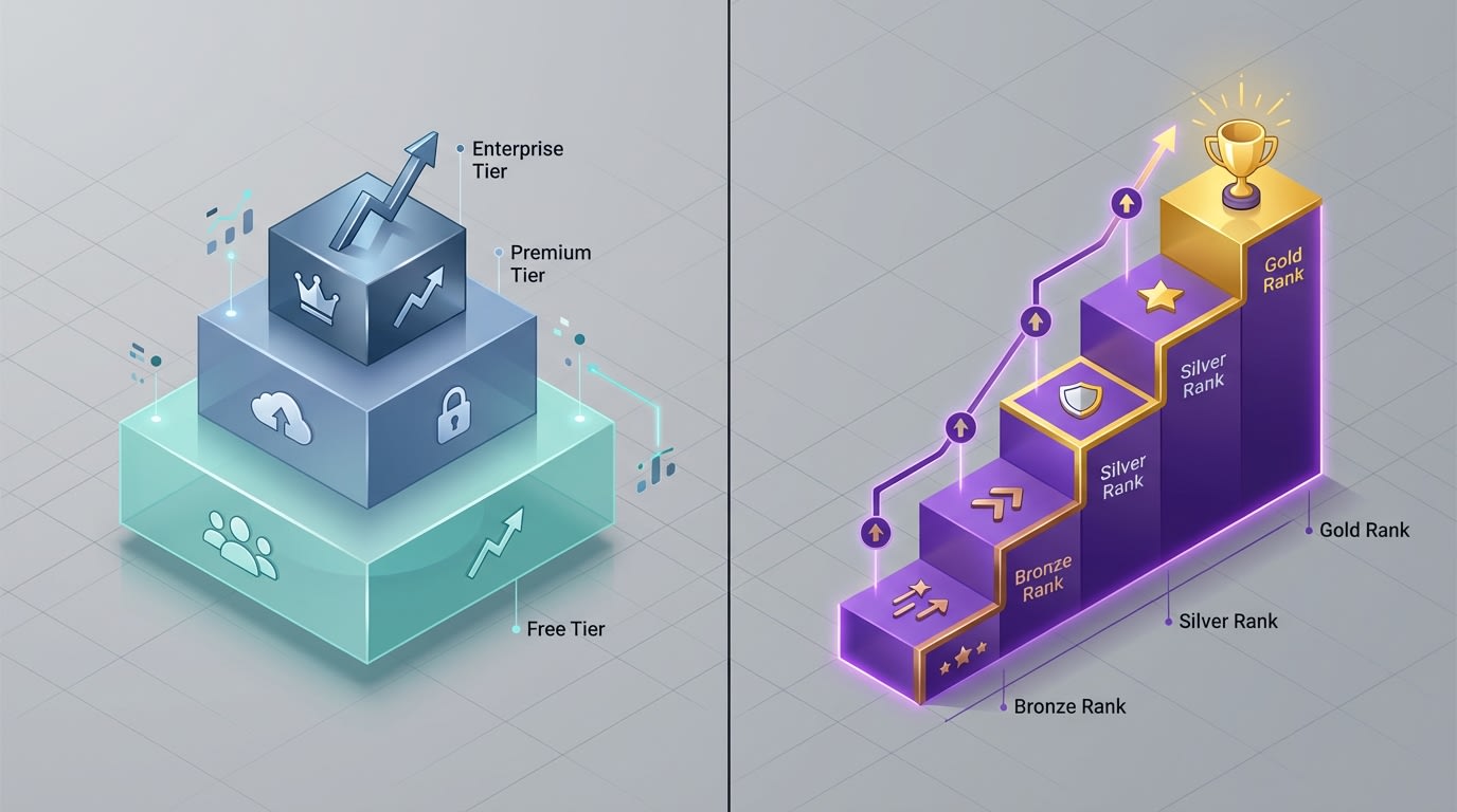 Comparison chart showing the difference between subscriber tiers on Substack and category ranking thresholds on Amazon