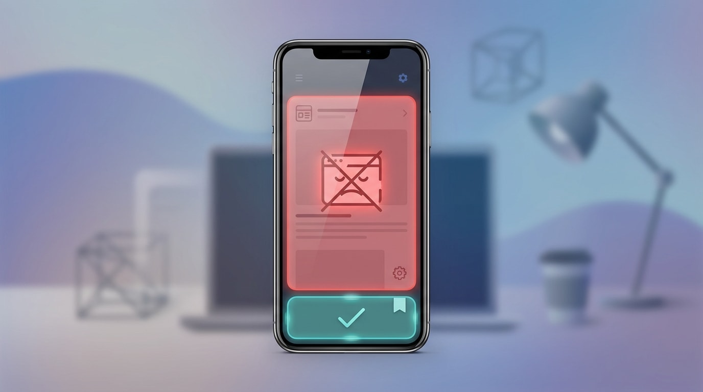 Graphic showing a smartphone screen divided into 'safe' and 'unsafe' zones for popups based on Google guidelines