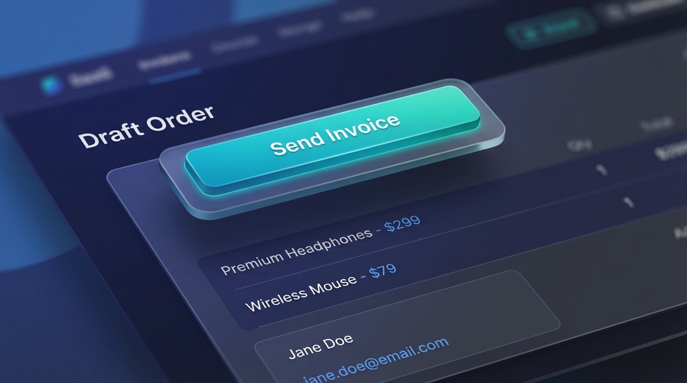 Screenshot showing the 'Send Invoice' button on a Shopify Draft Order page