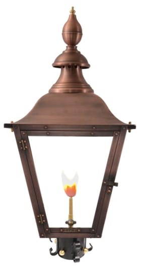 Oak Alley Post Mount Gas Copper Lantern by Primo