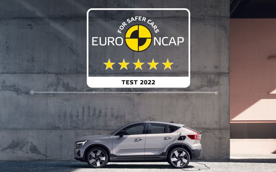 Volvo C40 fra Frydenbø Bilsenter får fem stjerner i Euro NCAP test.