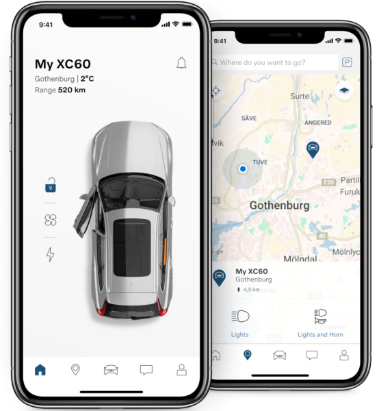 Forsiden på Volvo Cars App, Frydenbø Bilsenter