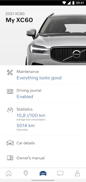 Bilde av status  skjerm i Volvo-app