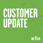 Green background with white text reading "Customer Update"