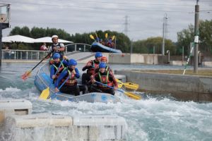 People doing white water rafting