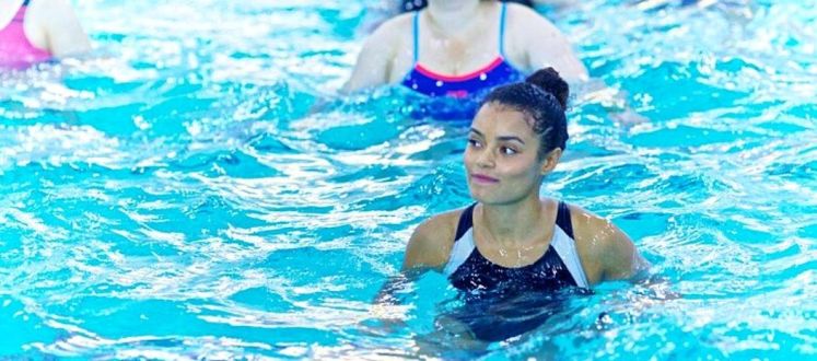 Customer enjoying an Aqua Aerobics class