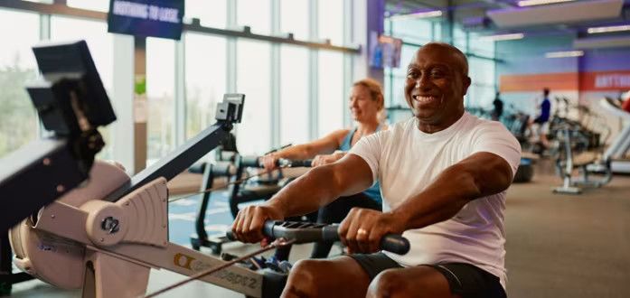 Man using a rowing machine