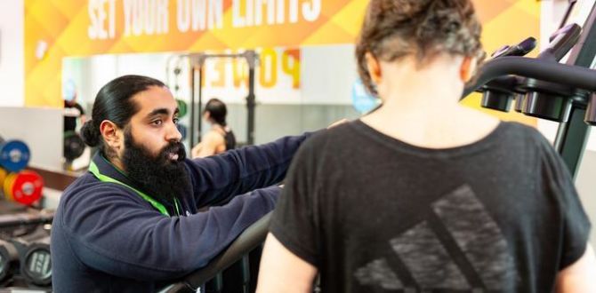 instructor with lady in the gym