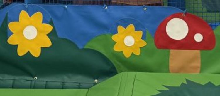 Bright coloured soft play equipment