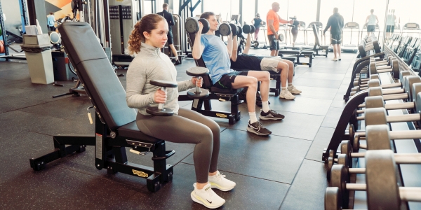 People with hand weights People with hand weights