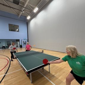 Playing table tennis