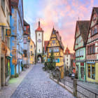 Half Timbered Houses in Rothenburg at Sunset