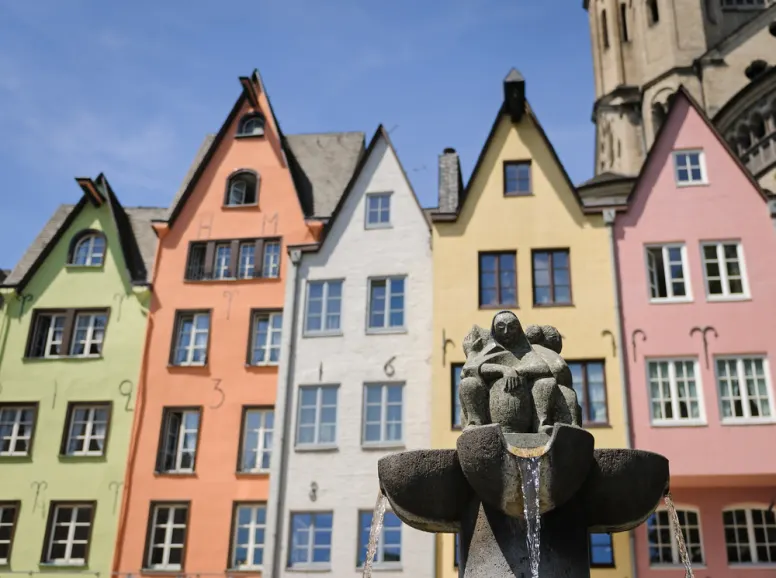 Colorful Houses with Pointed Roofs in Cologne