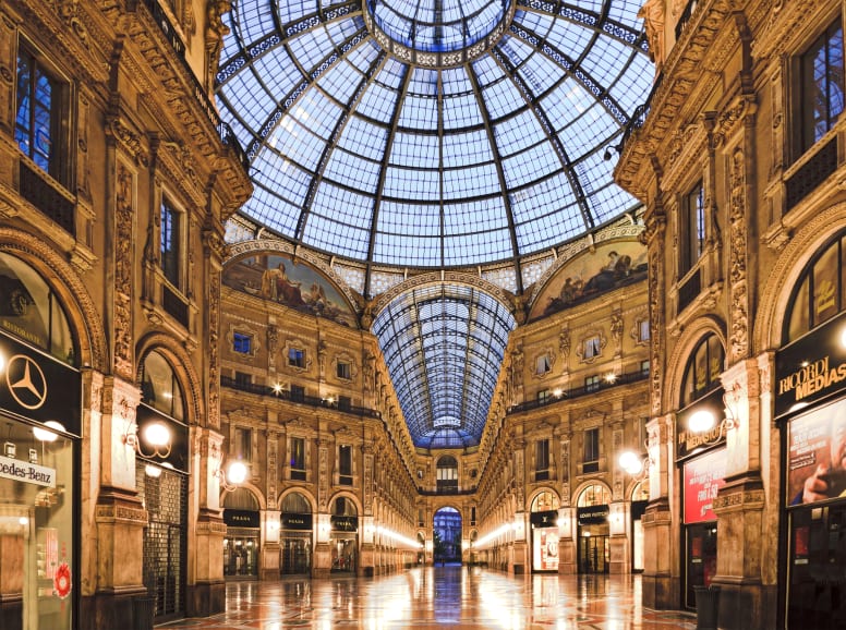 Interior of Galleria Milan with Glass Dome