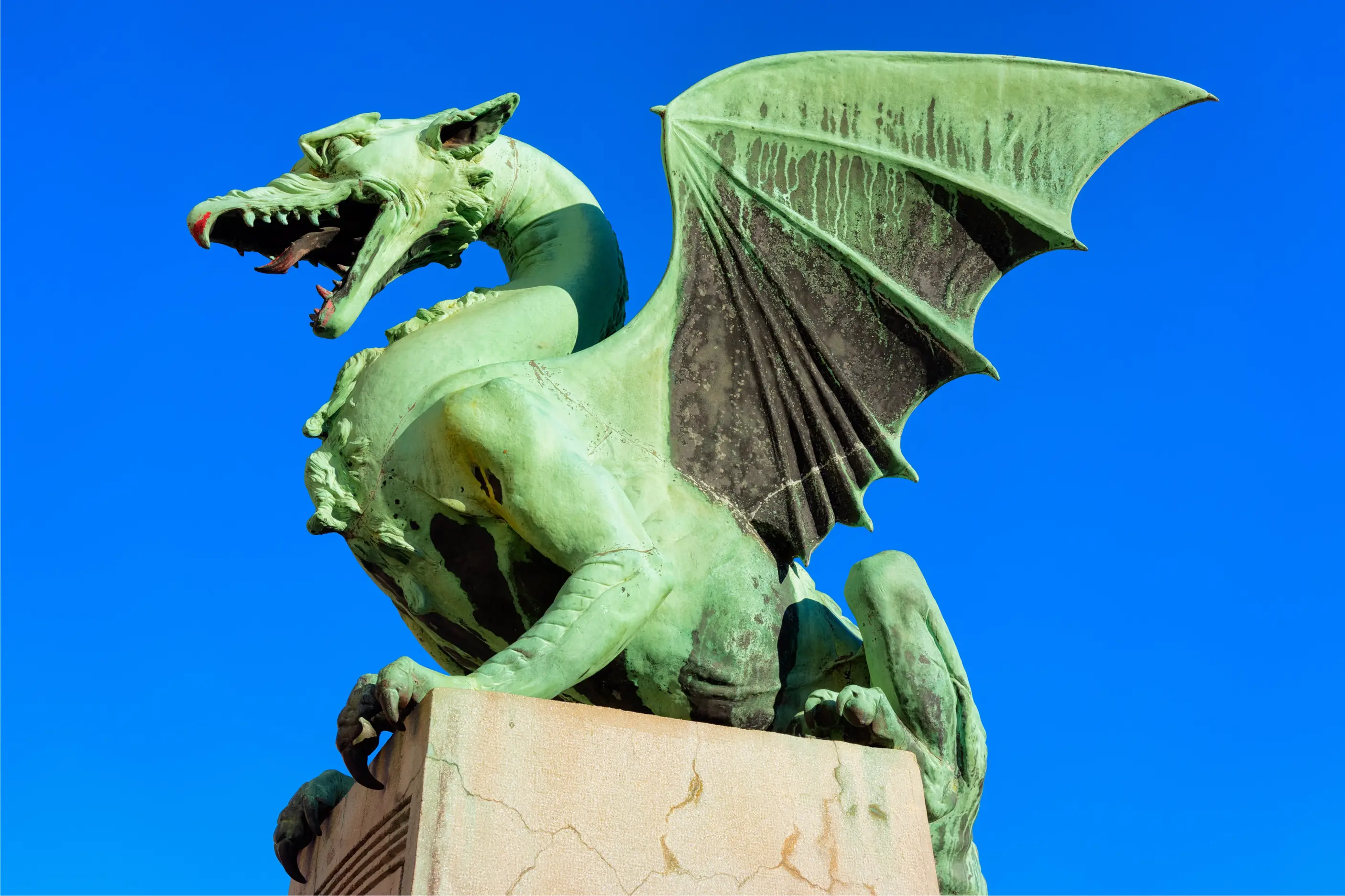 A Bronze Statue of a Winged Dragon